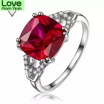 Кольцо из стерлингового серебра S925 пробы с рубином и изумрудом, цирконом, для женщин, подарок на свадьбу, ювелирное кольцо 7 красный