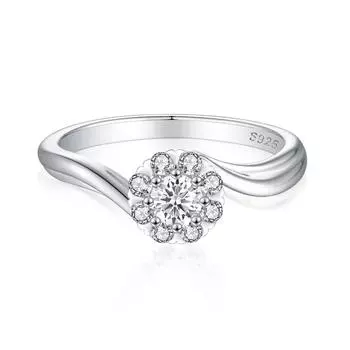 Кольцо из стерлингового серебра S925 пробы, женское обручальное кольцо с шестью когтями и цирконием, элитное, популярное женское кольцо, знаменитое, в том же стиле US size 5 # белого золота