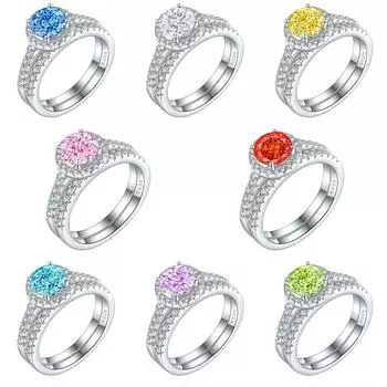 Кольцо из стерлингового серебра S925 пробы с огранкой «ледяной цветок», женское красочное кольцо с бриллиантами из высокоуглеродистого сплава, обручальное кольцо US Size 5 #