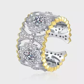 Кольцо из стерлингового серебра S925 пробы с бриллиантами и лепестками Простое, легкое, роскошное, простое, элегантное, передовое, нишевое, холодный дизайн one size fits all