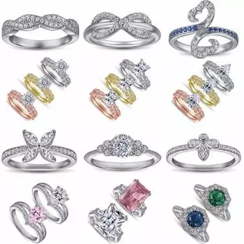 Кольцо из стерлингового серебра S925 пробы, женское кольцо, модное цветное кольцо-сокровище, универсальное кольцо с бантом и сердцем из циркония US Size 5 #