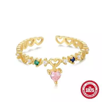 Кольцо из стерлингового серебра S925 с открытым кулоном в виде банта с надписью «Любовь» женское, нишевое, ретро, милое, индивидуальное, простое Opening adjustable