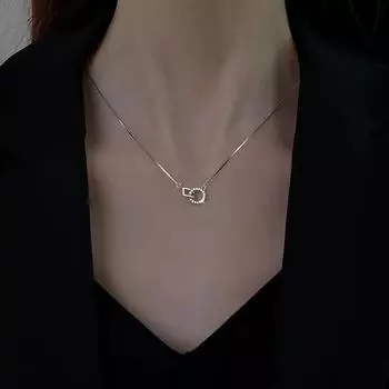 Кольцо из стерлингового серебра S925 с пряжкой, ожерелье, женский геометрический круг, простой холодный стиль, темпераментный дизайн меньшинства, смысловая цепочка на ключицу