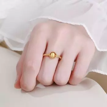 Кольцо из стерлингового серебра S925 с бусинами «кошачий глаз» для женщин, маленькое и роскошное золотое кольцо в стиле Instagram, простое кольцо для бега во время бега