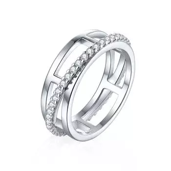 Кольцо из стерлингового серебра S925 с цирконием, женское, полный круг, крест, модное обручальное кольцо, легкий роскошный стиль US size 5 # белого золота