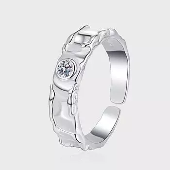 Кольцо из стерлингового серебра S925 с нерегулярным цирконием, платиновое, модное, легкое, роскошное, нишевое, дизайн, улучшенный, чувство холодного ветра one size fits all