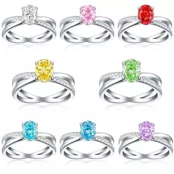 Кольцо из стерлингового серебра S925, женское, 1,5 карата, огранка «ледяной цветок», овальная огранка «фейерверк», 6 * 8 бриллиантов с высоким содержанием углерода US Size 5 #