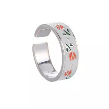 Кольцо из стерлингового серебра с белым тюльпаном, женское светлое, роскошное, дизайн меньшинства Ins, высокий смысл Opening is adjustable