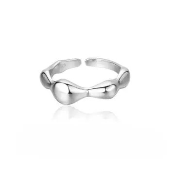 Кольцо из стерлингового серебра Японии и Кореи S925, женское модное ретро-кольцо с неровным волнистым узором и гладкой поверхностью, позолоченное серебряное кольцо Adjustable opening