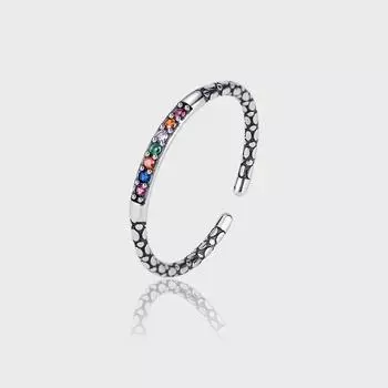 Кольцо из тайского серебра S925 пробы с цветным бриллиантом и тайским дизайном, роскошное кольцо на указательный палец с радужным светом