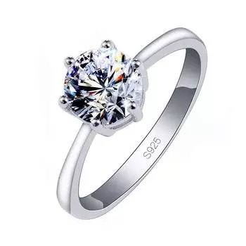 Кольцо из тибетского серебра 8 мм, 2 карата, круглый пасьянс, 6 мм/8 мм, циркониевый камень, обручальное кольцо, подарочные ювелирные кольца для женщин 6