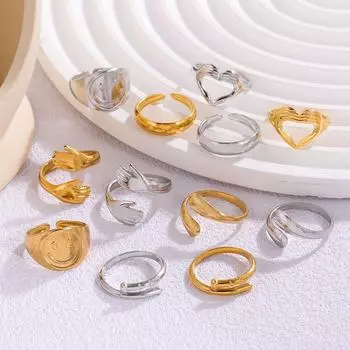 Кольцо из титановой стали со смайликом в форме сердца в европейском и американском стиле – не выцветающие, модные женские украшения JH006