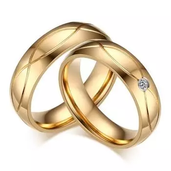 Кольцо из титановой стали со стразами для пары, свадебное обручальное ювелирное изделие, подарок US 9 No Rhinestone
