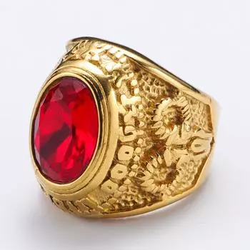 Кольцо из титановой стали в стиле хип-хоп, панк, овечья голова, для мужчин, модное, магический глаз, бриллиантовое циркониевое кольцо, золотого цвета, аксессуары для рэперов No.7