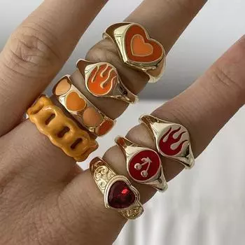 Кольцо из титановой стали в стиле ретро с покрытием из 18-каратного золота, сохраняющее цвет, с цирконием класса ААА, многоцветное женское кольцо Love, мода No. 6