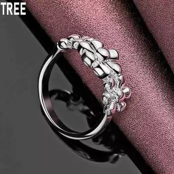 Кольцо из трех цветков из стерлингового серебра 925 пробы, изысканное модное свадебное украшение 7#