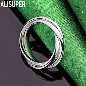 Кольцо из трех колец из стерлингового серебра 925 пробы, изысканные свадебные украшения 5#