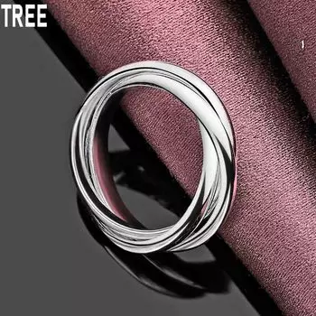 Кольцо из трех колец из стерлингового серебра 925 пробы, изысканное очарование, модные свадебные украшения 5#