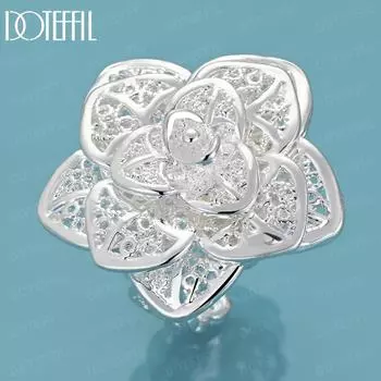 Кольцо из трехслойного цветка из стерлингового серебра 925 пробы с открывающейся подвеской, свадебные украшения 5#-10#