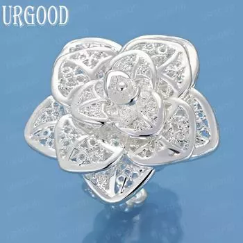Кольцо из трехслойного серебра 925 пробы с цветком и открывающимся модным шармом, свадебные украшения 5#-10#