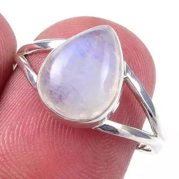 Кольцо из твердого серебра 925 пробы с натуральным радужным лунным камнем ручной работы, размер 8 Z5P98