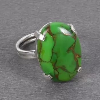 Кольцо из зеленой меди с бирюзой, кольцо из твердого серебра 925 пробы, кольцо ручной работы, женское кольцо, штабелирующее кольцо, кольцо для установки зубца 6