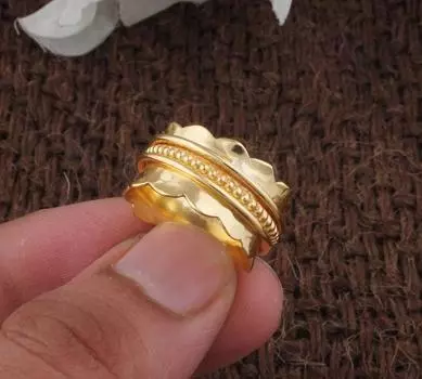 Кольцо из желтого золота, дизайнерское кольцо ручной работы, модные украшения, подарок для него, подарок на годовщину, кольцо из желтого золота, серебро 925 пробы 6