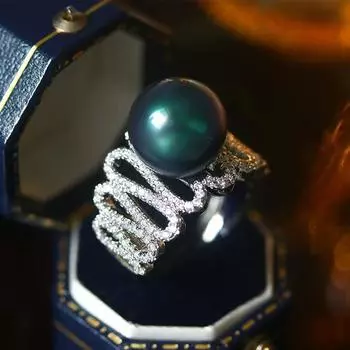 Кольцо из змеевидного циркона, фиолетового и черного жемчуга, толстое пустое отверстие кронштейна, регулируемое, аксессуары для самостоятельного изготовления, темпераментные женские adjustable opening белого золота