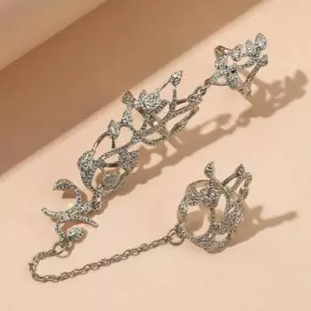 Кольцо из звеньев цепи, противоаллергическое, антиокислительное ювелирное изделие, полное кольцо со стразами в стиле ретро, кольцо с цветочным звеном для подарка золотистый