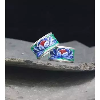 Кольцо JMXD-Lotus Heart Sutra Cloisonne в стиле ретро, выполненное в старинном этническом стиле, с открытым лотосом, серебряное кольцо