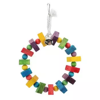 Кольцо-качалка для попугая, цветной деревянный блок, подвесная жердочка для птиц с металлическим крючком для птиц