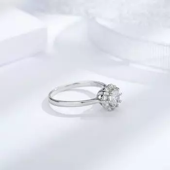 Кольцо-кекс из стерлингового серебра S925 с женским цветком-осьминогом и бриллиантами на прямую руку, роскошное предложение, небольшое кольцо с цветком маргаритки No. 5