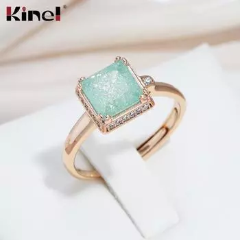 Кольцо Kinel Lake с синим цирконием для женщин, регулируемый размер, роскошные ювелирные изделия