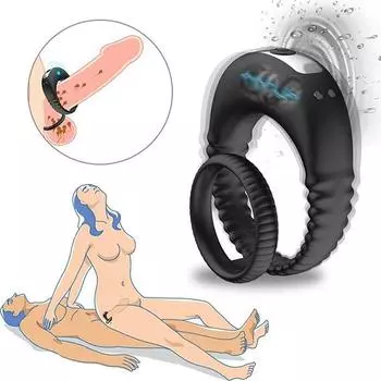 Кольцо Кольца для яичек 10 Вибрация для мужчин Массажер Эротическая секс-игрушка для пар и мужчин Удлинитель Двойные кольца для члена для мужчин Эротическая вибрирующая секс-игрушка