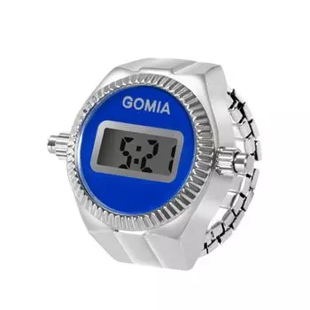 Кольцо Кольцо Часы Цифровой светодиодный календарь Секундомер Свободный размер Кольцо Часы Ретро Стильный водонепроницаемый Серебряный Модный аксессуар День рождения Рождество Подарок для