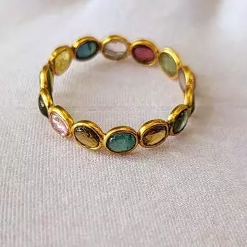 Кольцо-кольцо с натуральным турмалином из стерлингового серебра 925 пробы, размер 10 (США), A 50 10 US