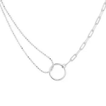 Кольцо-колье, геометрическая цепочка на ключицу, простой дизайн, двухслойная круглая цепочка с бусинами, новый женский стиль