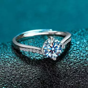 Кольцо «Корона принцессы» из стерлингового серебра 925 пробы с бриллиантами в форме V-образного ряда, универсальное кольцо с бриллиантами в один карат с четырьмя когтями No. 5