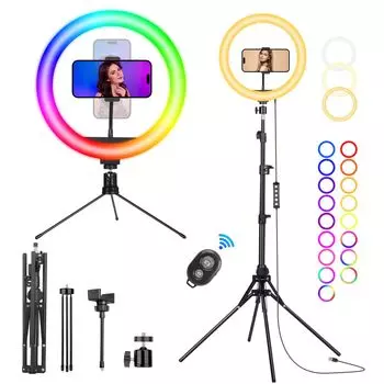 Кольцо KOSCHEAL 176 см, настольная подставка и селфи, 40 режимов RGB с возможностью съемки сверху, смартфон, клип, актриса, видео, питание от USB, подходит для видеозума