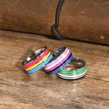 Кольцо Красочная Радуга Кольцо Ювелирные Изделия Флаг Кольцо Водный Орнамент Цвета Радуги U.S No. 7