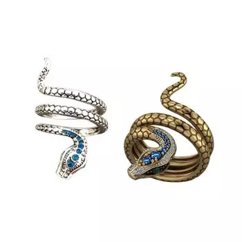 Кольцо Креативное кольцо унисекс в форме змеи с микроинкрустацией голубого циркония One Size золотой