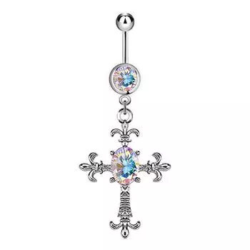 Кольцо-крест из нержавеющей стали для пупка в стиле панк-крутой гвоздь для пупка для женщин, ювелирные изделия для пирсинга тела розовый