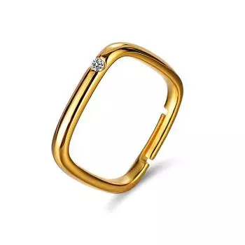 Кольцо квадратное золотое Premium Sense Small Female Simple Ins Cold Wind Ring Квадратное кольцо с бриллиантом Opening adjustable золотой