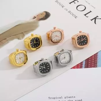 Кольцо кварцевые часы креативный сплав оболочка палец квадратный циферблат пара мужчины и женщины чёрный