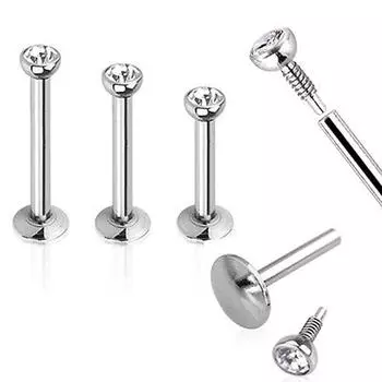 Кольцо-лабрет, антиаллергенное, хирургическая сталь 316L, модные украшения для тела, 1 шт., пирсинг для козелка и губы, гвоздики, циркон 1.2*8*2.5