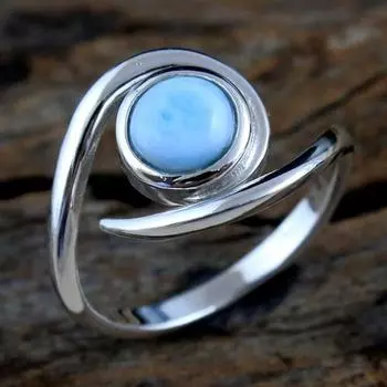 Кольцо Ларимар, Ювелирные изделия ручной работы, Серебро 925 пробы, Серебряное кольцо, Подарки для нее 4 синий