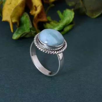 Кольцо Ларимар, Серебро 925 пробы, Заявление, Дизайнерское кольцо, Красивый подарок, Кольцо в стиле бохо, Серебряные украшения 6
