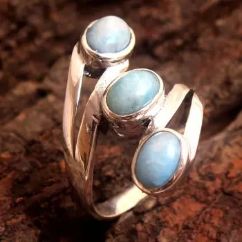 Кольцо Ларимар, Серебряное кольцо, Ювелирные изделия ручной работы, Рождественский подарок, Серебряные украшения 4 синий