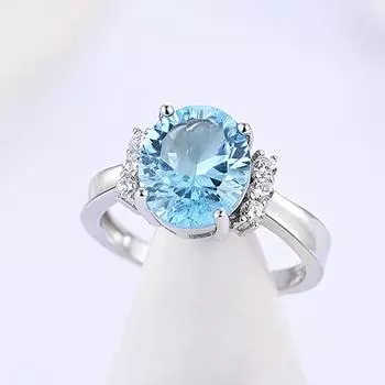 Кольцо Light Luxury Design с натуральным голубым топазом особой огранки для женщин, рожденных в ноябре. Серебряные украшения для женщин. Подарки на юбилей и банкет. US RING SIZE:7# синий