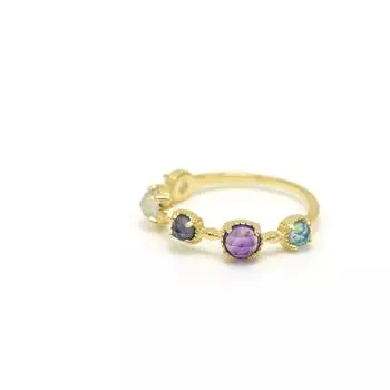 Кольцо Light Luxury Energy System с натуральным топазом, лунным светом, удлиненным фиолетовым аметистом из серебра 925 пробы 8